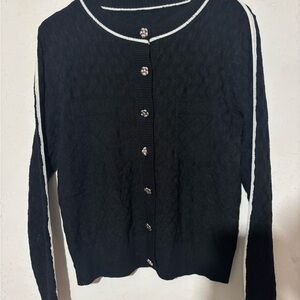 CHANEL Black and White Button-Up Cardigan